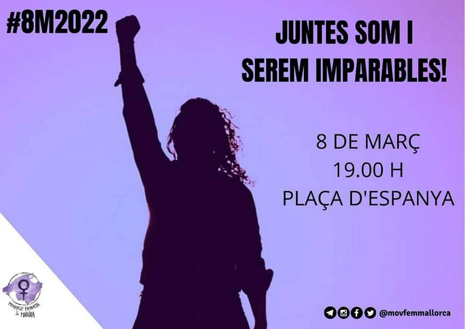 Des de l'Associació de veïnats de Santa Pagesa ens sumam a la manifestació del #8M i et convidem a participar-hi. 
Surt a les 19 h de plaça Espanya. Baixarà Oms, Rambles per arribar al Born.

Esta convocada pel Moviment Feminista de Mallorca.

#SantaPagesaEsMou pels nostres drets