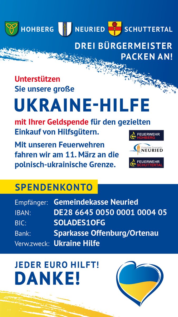 Gde_Schuttertal's tweet photo. Hilfsaktion aus der Ortenau - Drei Bürgermeister packen an. https://t.co/ftXMx3jBRD https://t.co/KDS71FagXq