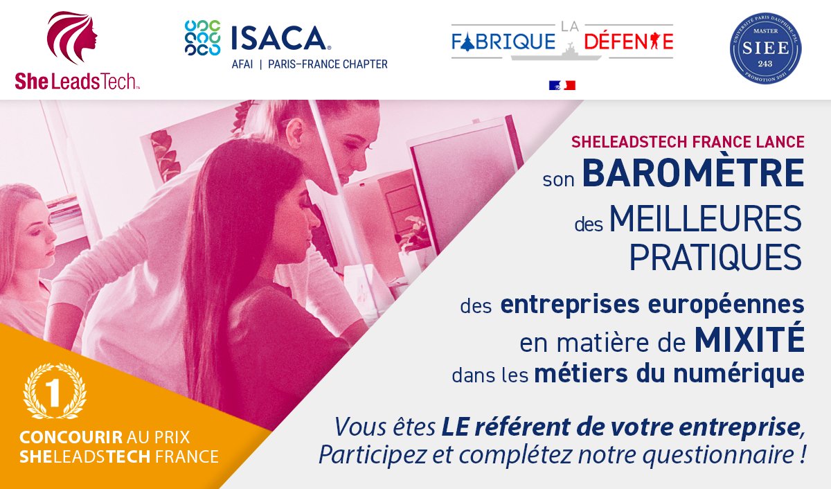 SheLeadsTech France lance son BAROMÈTRE des meilleurs pratiques : 
Si vous êtes le référent de votre entreprise, compléter le questionnaire avant le 15 avril 2022 : docs.google.com/forms/d/e/1FAI…
 #parité  #DroitDuTravail #MétiersduNumérique #métiersdelatech #FemmesDansLaTech