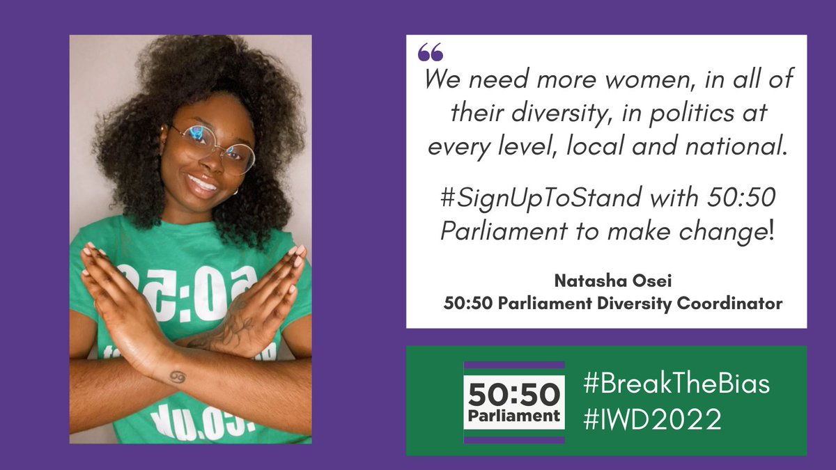💥Happy #InternationalWomensDay!
👏To the incredible women fighting for change. We salute you! It's time to #BreakTheBias 
👉Women, we need equal seats at the table! 

📢#SignUpToStand so #5050Parliament's friendly network can help you progress in politics
5050parliament.co.uk/signuptostand