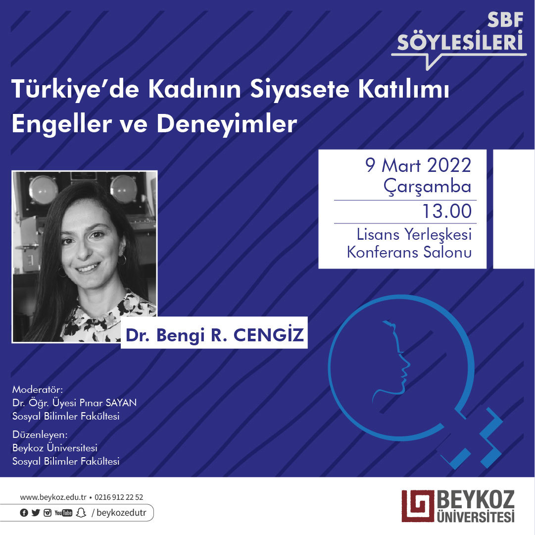 SBF Söyleşileri'nde bu ay Dr. Bengi R. Cengiz'i ağırlıyoruz. Etkinlik 9 Mart Çarşamba günü saat 13:00'da.