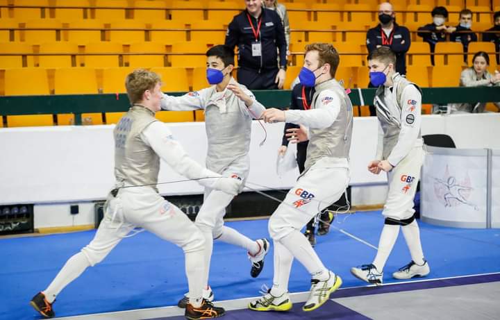 Jo_Walton's tweet photo. More bling for the GB boys at the European Cadet Championships. Silver in the Men's Foil teams for @JaimiecookF @callumpenman5 Nye and David. Awesome performances and brilliant team spirit. @curriechs @CurrieCHSPE @HTCCHS https://t.co/IGg5M6UFA2