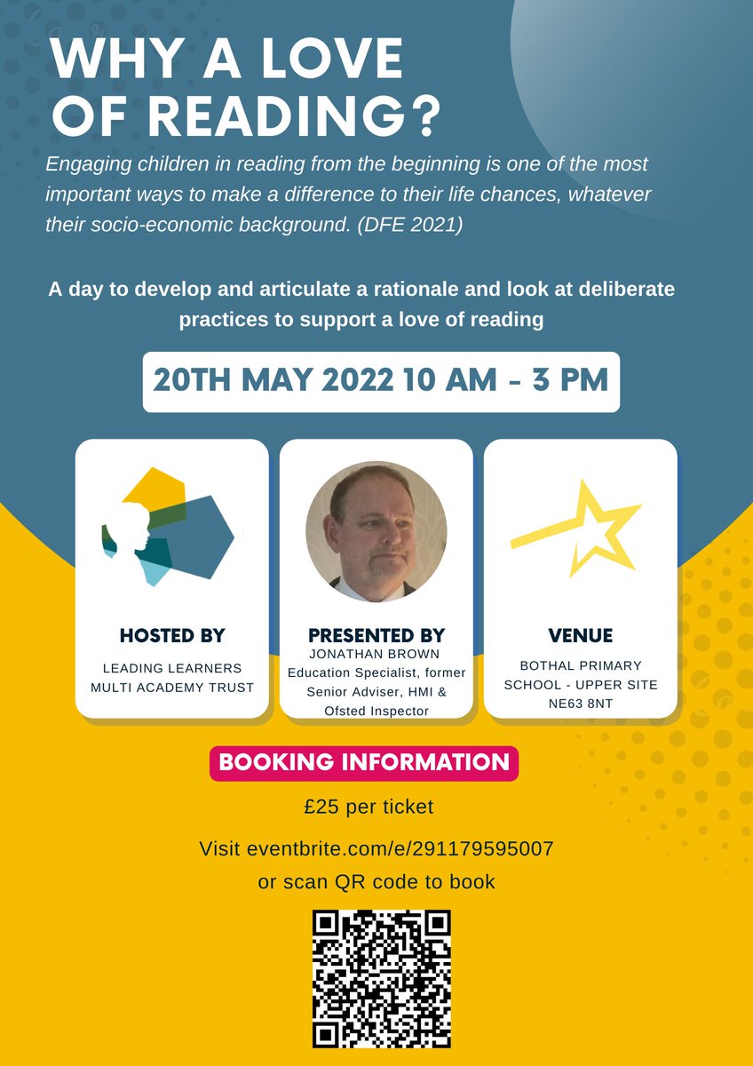 Why a love of reading? 📚

A conference hosted by Leading Learners Multi Academy Trust and presented by Jonathan Brown.

For booking details please visit the following link eventbrite.com/e/why-a-love-o…