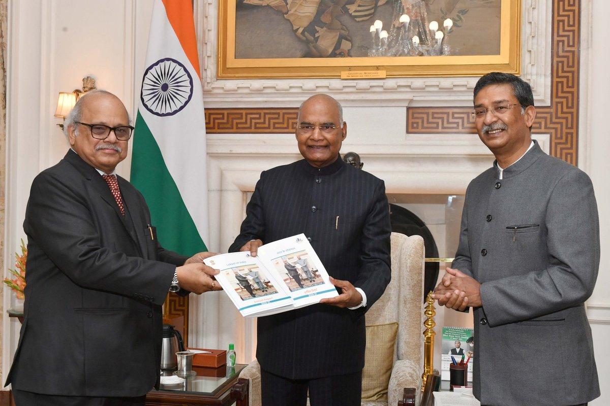 Justice Pinaki Chandra Ghose, Chairperson, Lokpal of India, along with Shri Bharat Lal, Secretary, Lokpal of India, called on President Ram Nath Kovind and presented an Annual Report (2020-21) of the Lokpal of India.