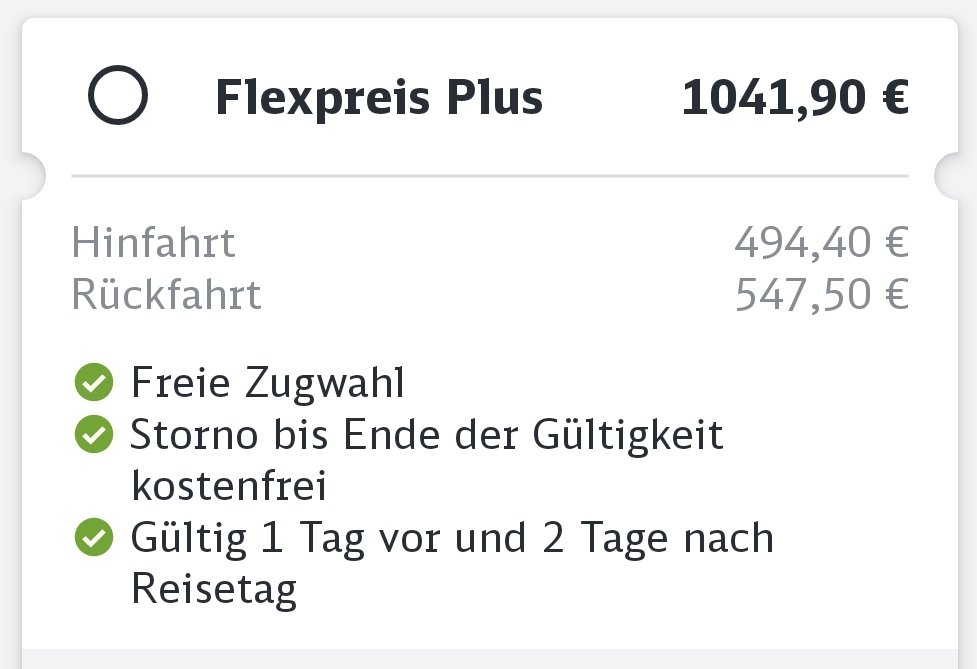 Das zahlt eine 4-köpfige Familie für die Hin- und Rückfahrt Berlin–München mit der Bahn, bei einem Tarif, der der Flexibilität einer Autofahrt am nächsten kommt. 

Warum ist Benzin für das Auto so unglaublich billig?