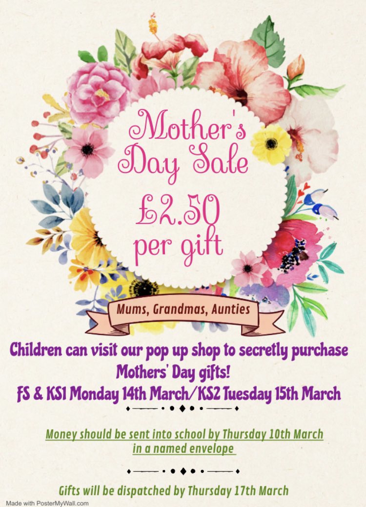 meridenprimary's tweet photo. Mother’s Day gift money needs to be in by this Thursday! https://t.co/X8WoDpsb2F