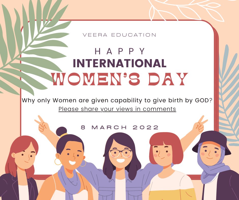 vasukoh's tweet photo. Team Veera wishes all the Women in the world - A very Happy Women's day. "We owe our very own existence to you". #InternationalWomensDay #women #womensday #breakthebias #happywomensday #PGPMAX #womeneducation 
Visit - https://t.co/Y9GVRGNsCm https://t.co/P5u3qAhTwr