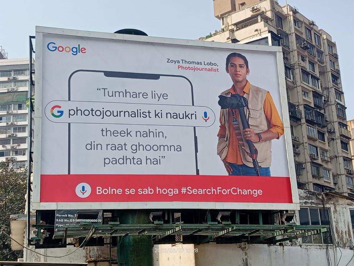 ZoyaLobo's tweet photo. We all have our share of biases to deal with. 
But the only way to bring change is to seek the right information and empower yourself. For me, 
it was learning a skill that would become my career. What is it for you? #SearchForChange. @googleindia #ad #WomensDay2022 #IWD https://t.co/FdaQEDTzH8