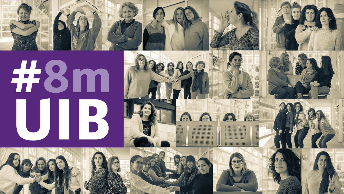 UIBuniversitat's tweet photo. 🟣Professores, investigadores, alumnes i treballadores de la UIB tenen molt a dir en aquest #8M!

👉Les dones de la Universitat donen la cara per reclamar igualtat real a tots els àmbit de la vida. Escoltam les seves veus en aquesta iniciativa #8mUIB.

🔗https://t.co/toSnmbsn4I https://t.co/QuEKijqc2E
