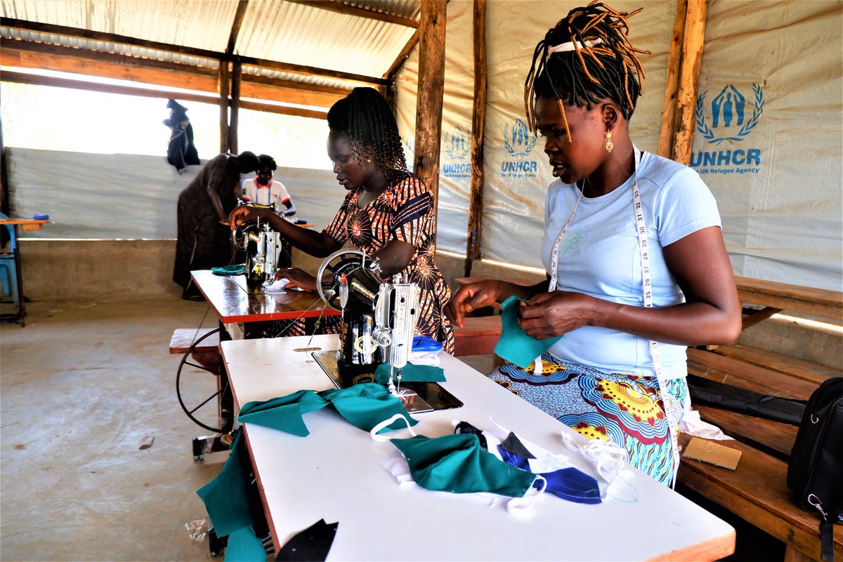 ICANSouthSudan3's tweet photo. On this day of #IWD2022, we would like to congratulate these strong &amp; resilient single mothers from both refugee and host community in Bidibidi Refugee Settlement who are behind our production of Quality Face Mask, Reusable Sanitary pads and Hand Sanitizer @IMatterCampaign https://t.co/ViFnViBleX