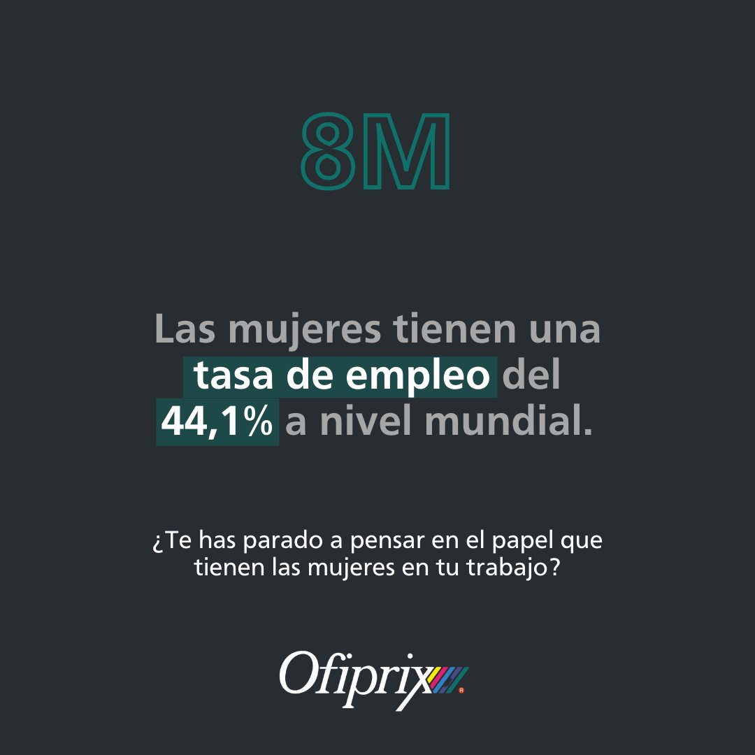 Ofiprix's tweet photo. En el Día de la Mujer hemos querido recopilar información sobre las mujeres dentro de los entornos laborales. 

¿Te has parado a pensar en el papel que tienen las mujeres en tu trabajo? https://t.co/O7YdfD1y5b