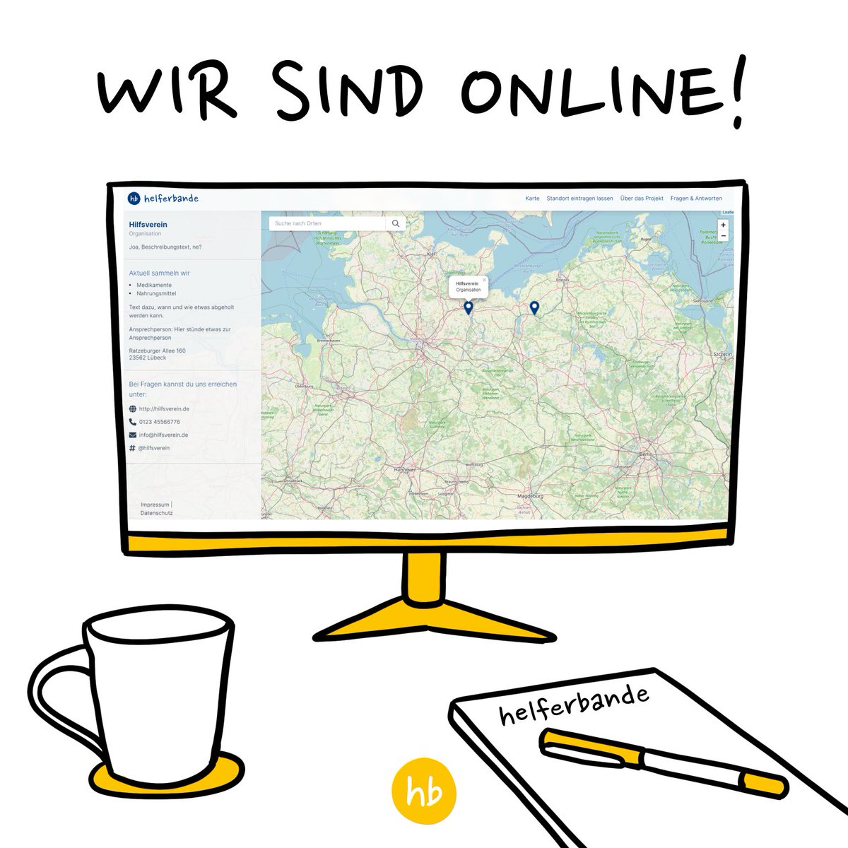 Wir sind online🎉 unter helferbande.de könnt ihr jetzt eure #Hilfsangebote eintragen lassen! Wie das geht erfährt ihr auf der Website. Im Moment gibts uns auch erstmal nur optimiert für den Desktop, bald könnt ihr helferbande aber auch unterwegs nutzen