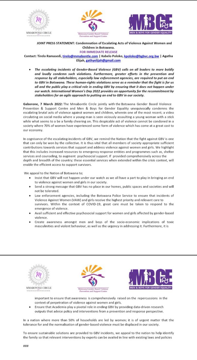 Joint Press Statement on GBV <a href="/mbge_bw/">MenAndBoysForGenderEquality</a>
