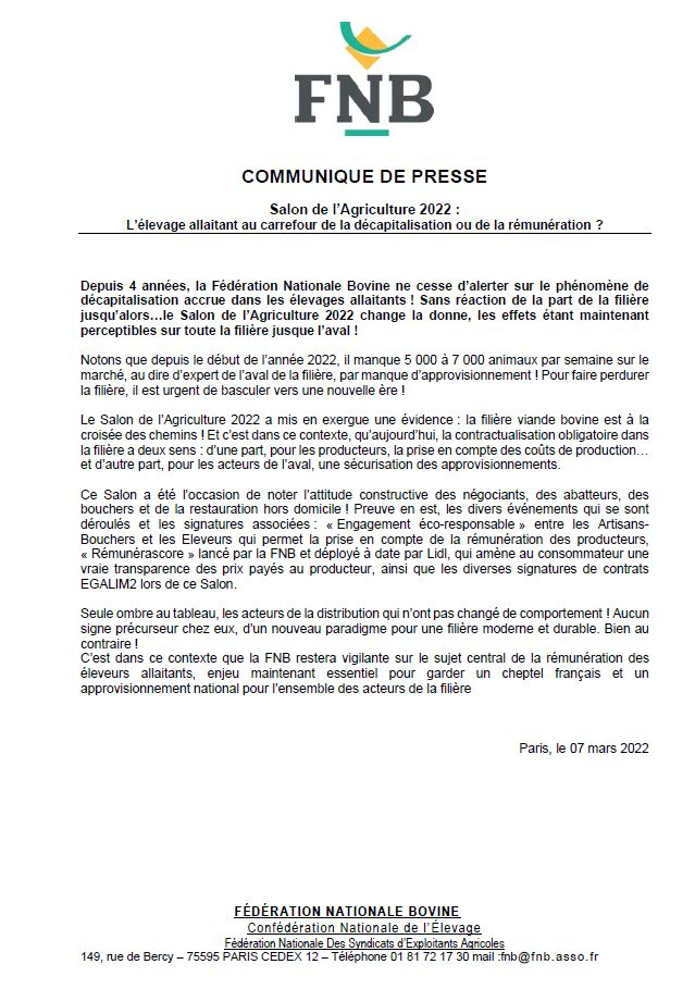 Salon de l’Agriculture 2022 :
L’élevage allaitant au carrefour de la décapitalisation ou de la rémunération ?
