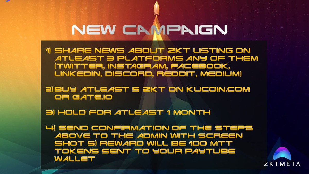 0xrynox's tweet photo. Hello everyone👋!
ZktMeta new listing campaign🎁❤️🎁

Follow every step👇 https://t.co/zzDkPTHXiP