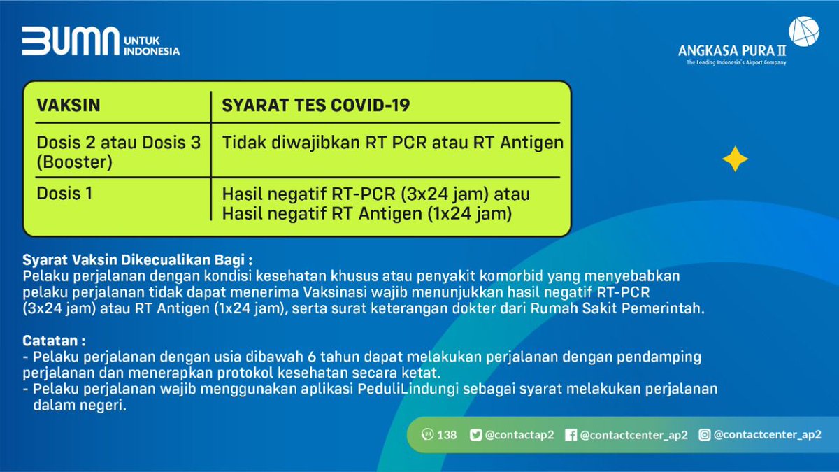 CCINJAirports's tweet photo. Walaupun begitu, harus tetap patuhi protokol kesehatan yah #AP2friends 😉

Stay safe &amp; keep healthy !

@AngkasaPura_2   
@KemenBUMN  
@kemenhub151  
#contactcenter138 
#angkasapura2 https://t.co/tZs8jyNmgf