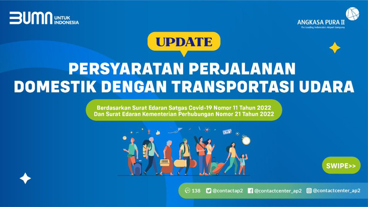 CCINJAirports's tweet photo. Walaupun begitu, harus tetap patuhi protokol kesehatan yah #AP2friends 😉

Stay safe &amp; keep healthy !

@AngkasaPura_2   
@KemenBUMN  
@kemenhub151  
#contactcenter138 
#angkasapura2 https://t.co/tZs8jyNmgf