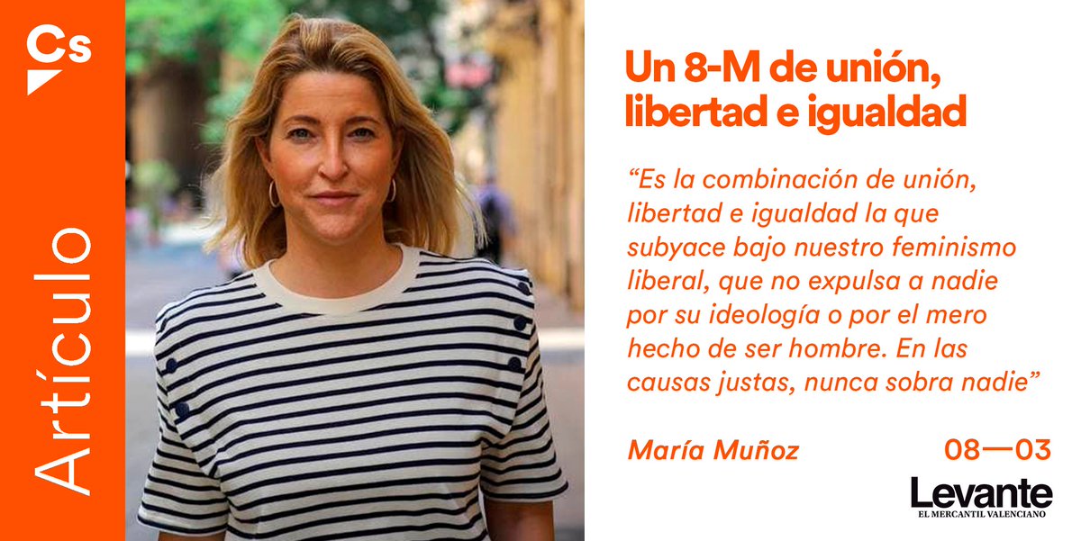 CsCValenciana's tweet image. 👋 ¡#DíaInternacionaldelaMujer!

🖊♀ Empieza tu día con el artículo que @mariadelamiel escribe para @levante_emv por el #8M2022

🍊👉 "Los liberales preferimos presentar logros antes que pancartas. Hechos, no palabras; política útil, no eslóganes vacíos"

levante-emv.com/opinion/2022/0…