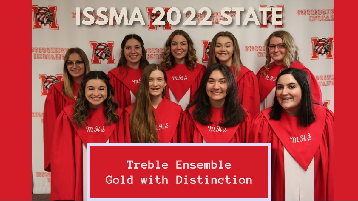 MCSCSchools's tweet photo. MCS congratulates Abigail Robinson, Ella Frantz, Jacey Martin, Elayna Parandi, Brooklynn Bos, Lilly Ludlow, Cassidy Purvis, Katelyn Roseberry and Madison Fuqua for receiving a GOLD at District Competition and a GOLD with DISTINCTION at ISSMA State Competition. #atribeofexcellence https://t.co/Ev7JCPqV9m