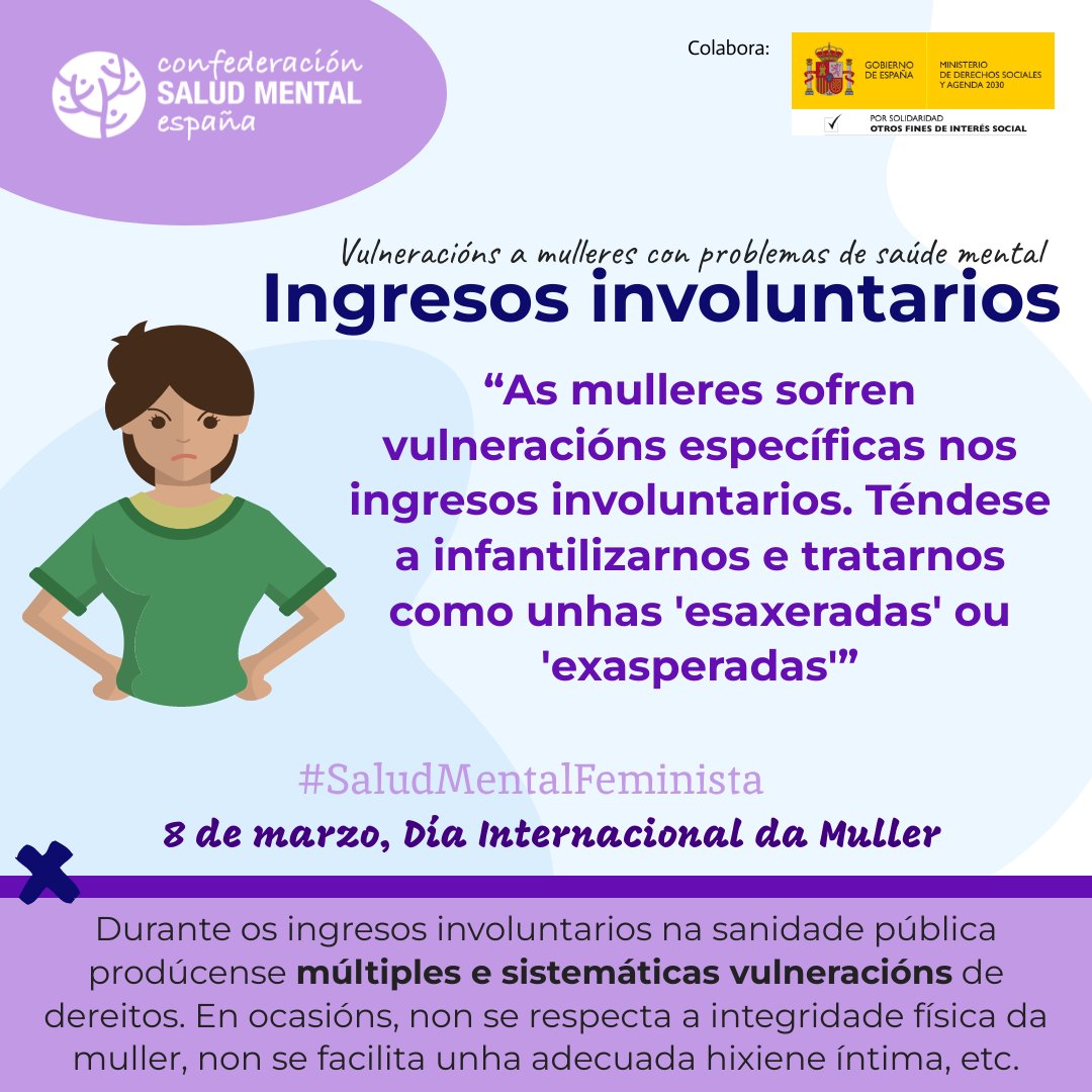 ApemCoruna's tweet photo. 8M y con motivo de la celebración del Día Internacional de la Mujer, que se celebra hoy 8 de marzo, la Red Estatal de Mujeres SALUD MENTAL ESPAÑA denuncia las dificultades que se encuentran en el acceso al sistema de salud público español.
#SaludMentalFeminista https://t.co/Py8CXWPj1I
