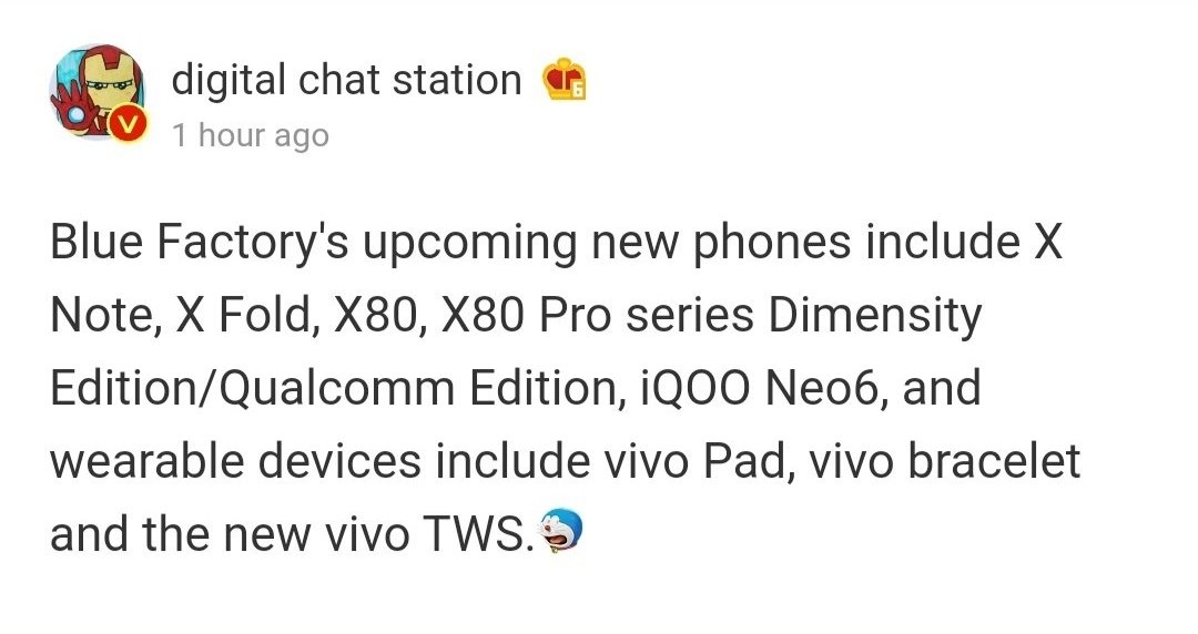 ZubeenKalita18's tweet photo. Vivo Upcoming New Phones
- #VivoXNote
- #VivoXFold
- #VivoX80
- #VivoX80ProSeries (Dimensity Edition/ Qualcomm Edition)
- #iQOONeo6
- #iQOOZ6
- #VivoPad
- #VivoFitnessBand (Bracelet)
- New #VivoTWS
Expected in April 😃 https://t.co/KRalp0W6FC