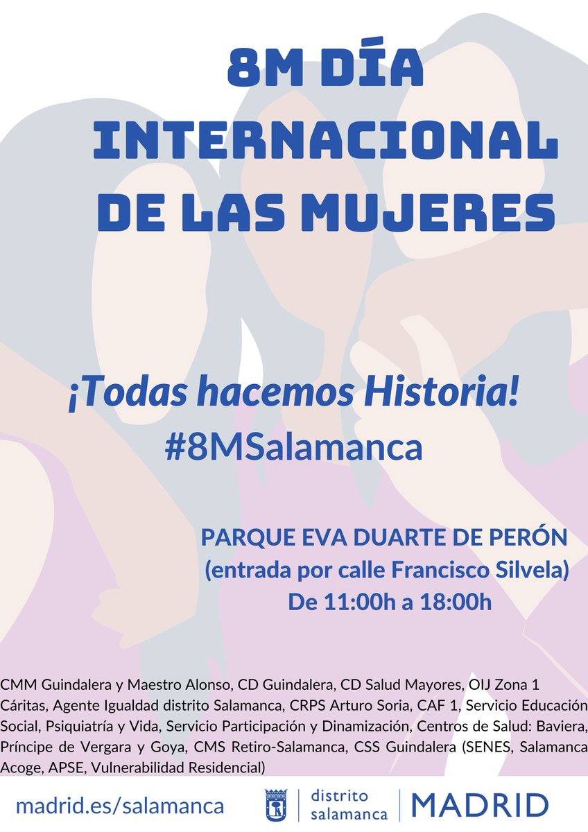 abd_ong's tweet photo. En #Salamanca, los servicios de ABD participan en la actividad ¡Todas hacemos historia! en el parque Eva duarte de perón desde las 11 hasta las 18h. En este marco, el #CAF1 llevará a cabo la actividad "Preséntanos a una mujer que haya marcado tu vida".
#ABD8M https://t.co/HmQXK2v8gg