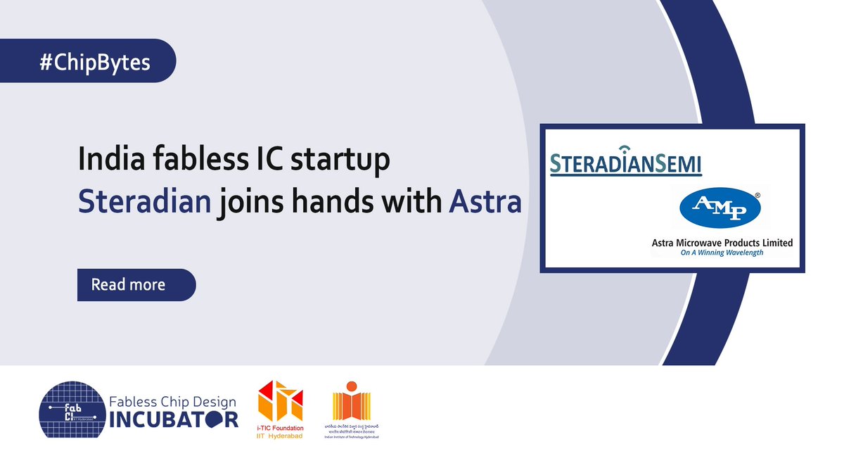 FabCI_IITH's tweet photo. #ChipBytes

India fabless IC startup Steradian joins hands with Astra

Read More:
https://t.co/MKEsjMXWwN

@SteradianSemi @AstraMicrowave  @FabCI_IITH @IITHyderabad

#ICdesign #chips #astra #fabless #India #startup #semiconductors https://t.co/fFFZS2rcQf