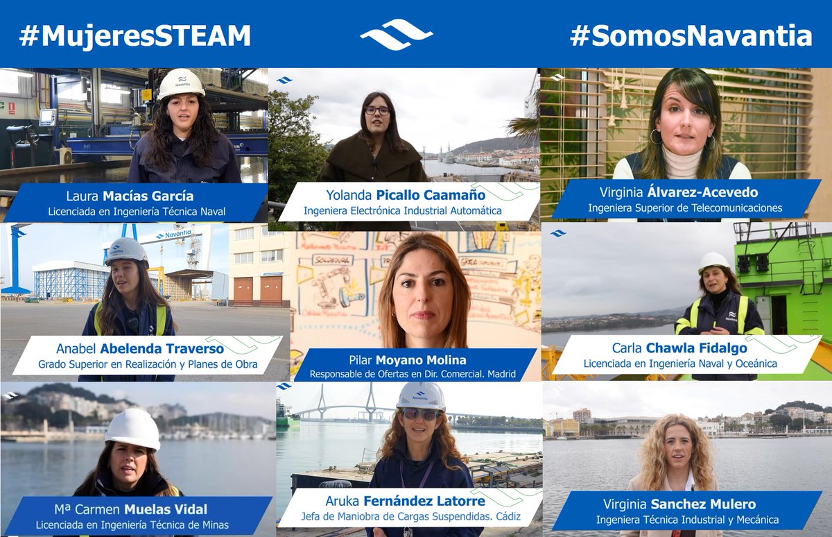 NavantiaOficial's tweet photo. En el Día Internacional de la Mujer, #NAVANTIA da voz a nuestras compañeras que comparten su experiencia al elegir una formación técnica
Ellas ocupan actualmente puestos profesionales desempeñados por hombres en la construcción naval
#8marzo #Diadelamujer 
https://t.co/orMLL7j0zW https://t.co/RahhAR9agA