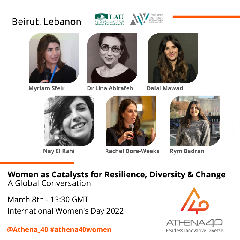 Ai4Women's tweet photo. Join us today for this interesting panel!
https://t.co/kZ1VOyvat4

It will also be live streamed on AiW's Facebook page: https://t.co/xZVFgrI0Bj

#athena40globalconversation #IWD2022
@Athena40 @MimiSfeir @LinaAbiRafeh @RachelDoreWeeks @dalalmawad @nayelrahi @RymBadran https://t.co/cXyo4LZSEx
