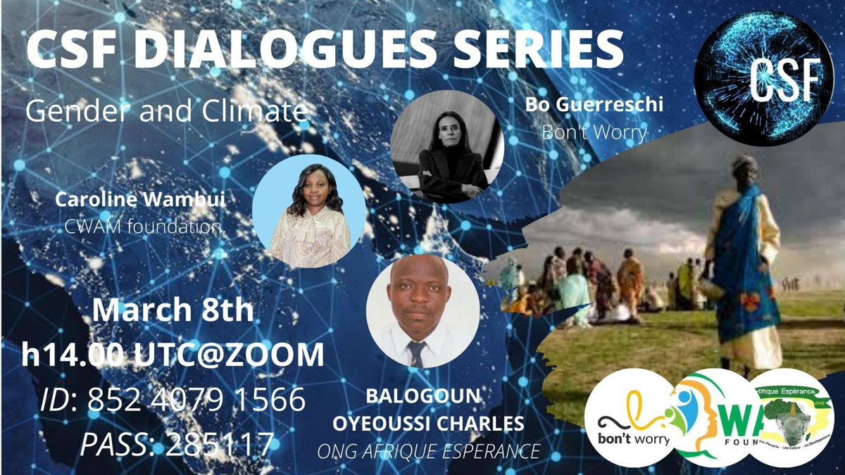 forum_climate's tweet photo. Dear all

To celebrate Women's Day and the leaders role that women have also on climate we are gonna start on March 8th h14.00 UTC our CSF DIALOGUE SERIES with the first one of the topic GENDER AND CLIMATE. https://t.co/6tO3Iwyzgo
