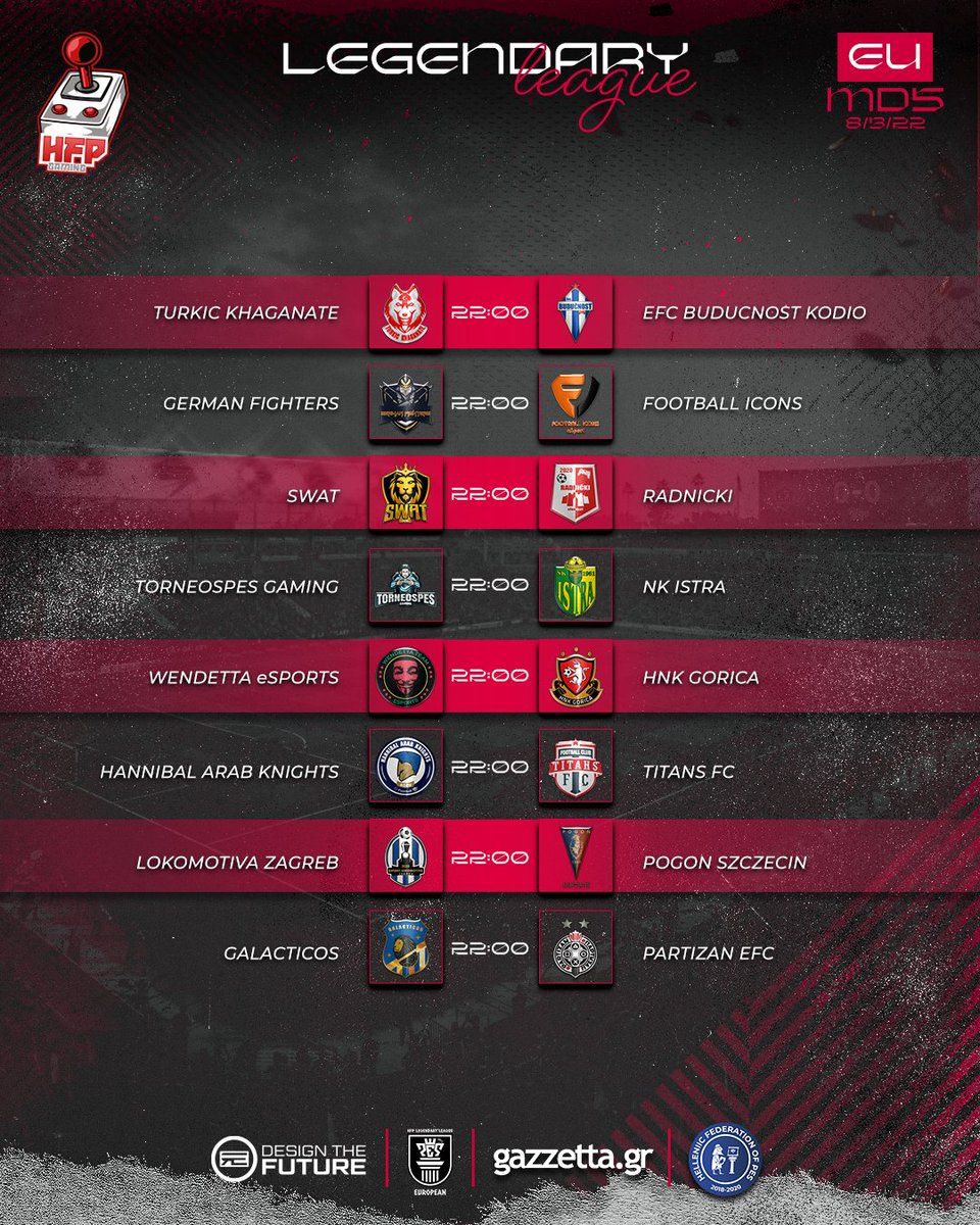 Hellenic_Pes's tweet photo. 🏆 HFP European League®️ / 4th Season
📅 Tuesday 8 March / 🕙 22:00 & 22:40 CET
📍 Week 2 / MatchDay 5 & 6
🌐 https://t.co/SngHq7ncHQ
💬 "You can't win unless you learn how to lose."
HFP - Editing Team | https://t.co/h6hKkh0JhK | #HFPG https://t.co/6WcOOMcHjx