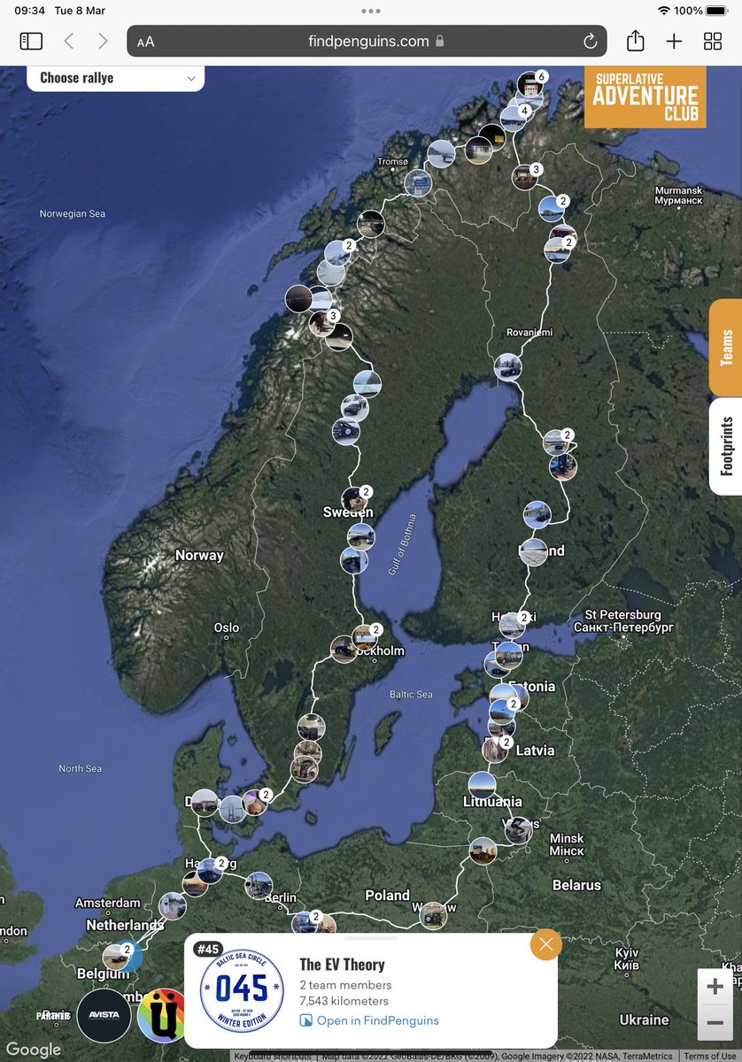 theEVtheory's tweet photo. The #Polestar 2 did it! The EV theory is proven: you can go wherever you want with an EV! We completed the #bscwinter2022 rally parcours passing all stages and within time! https://t.co/YHTvQxwEiX