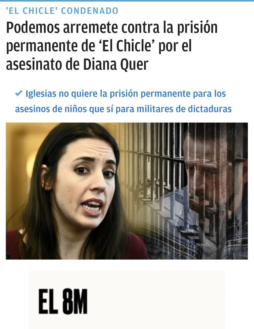 En el dia de la mujer recordar una vez más que esta ministra, que debiera defender la vida y la libertad sexual de las mujeres, defiende la derogación de la prisión permanente revisable, que evitará nuevos asesinatos y violaciones de mujeres a manos de violadores reincidentes.