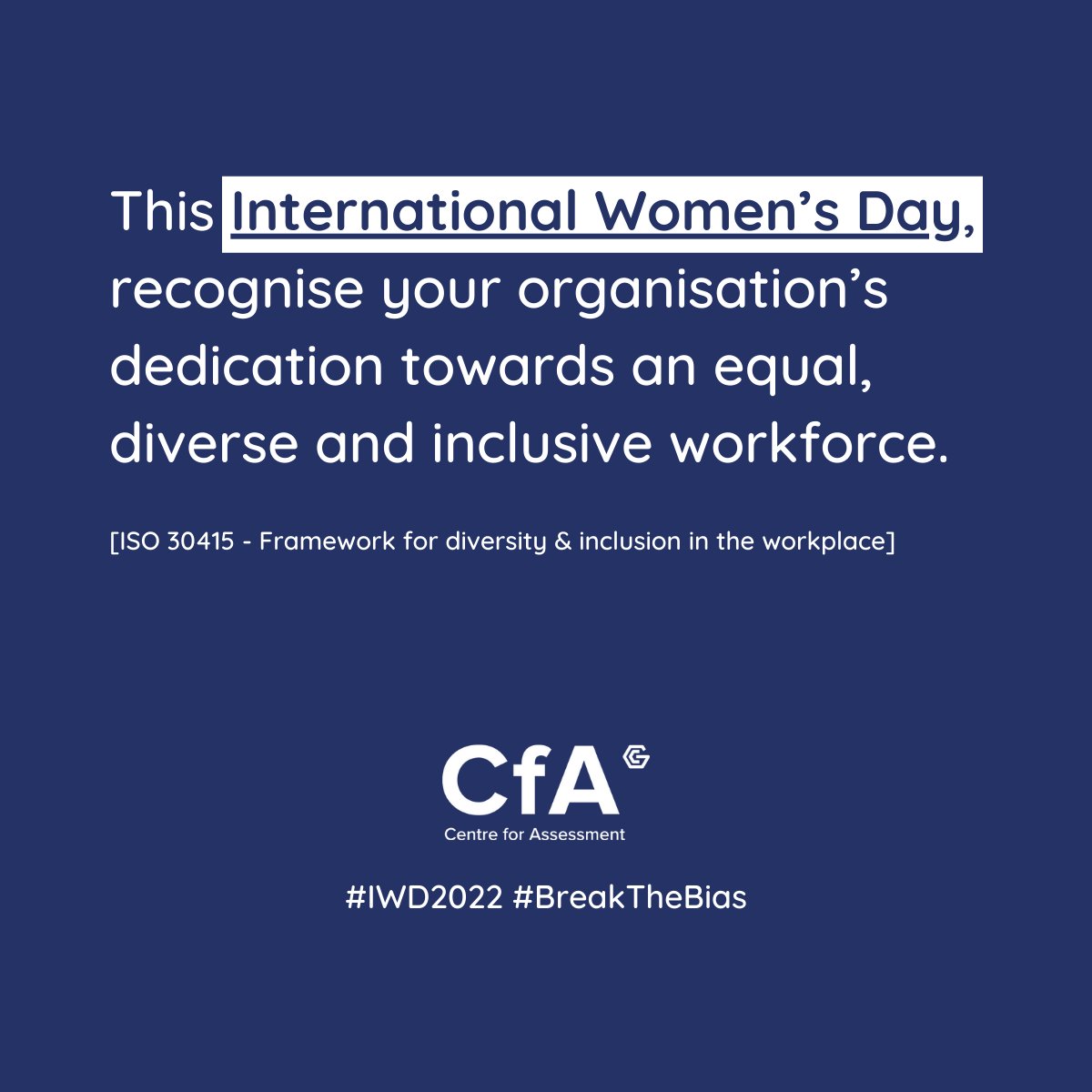 CfALtd's tweet image. This International Women’s Day, show that you care and recognise the importance of organisations being fair, unbiased, and diverse.

ow.ly/RMLv50IbAoL

#IWD2022 #BreakTheBias #ISO #Certification #Diversity #Inclusion