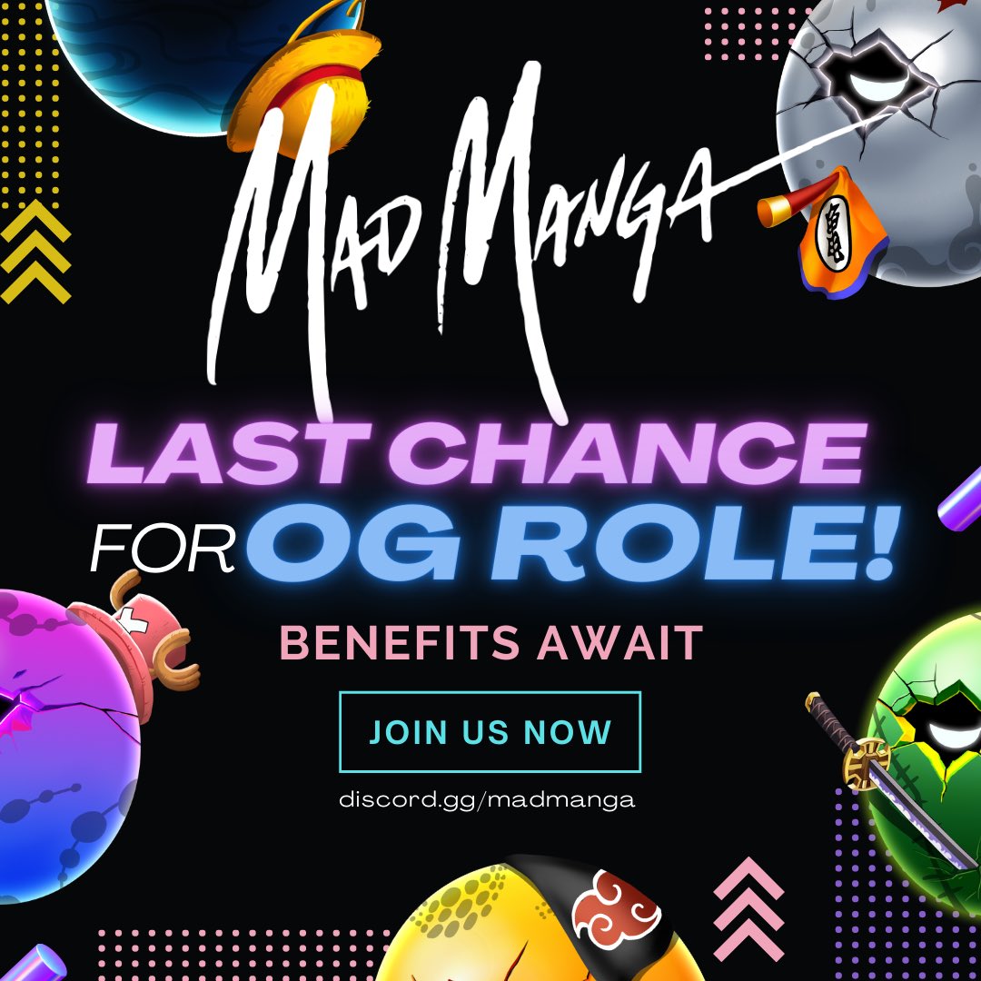 MadMangaNFT's tweet photo. Don’t sleep on the OG role! Join us. https://t.co/hw7i9T88Ri
#madmanga #manga #NFT #metaverse #crypto #NFTCommunity https://t.co/ADT3xYVUtp