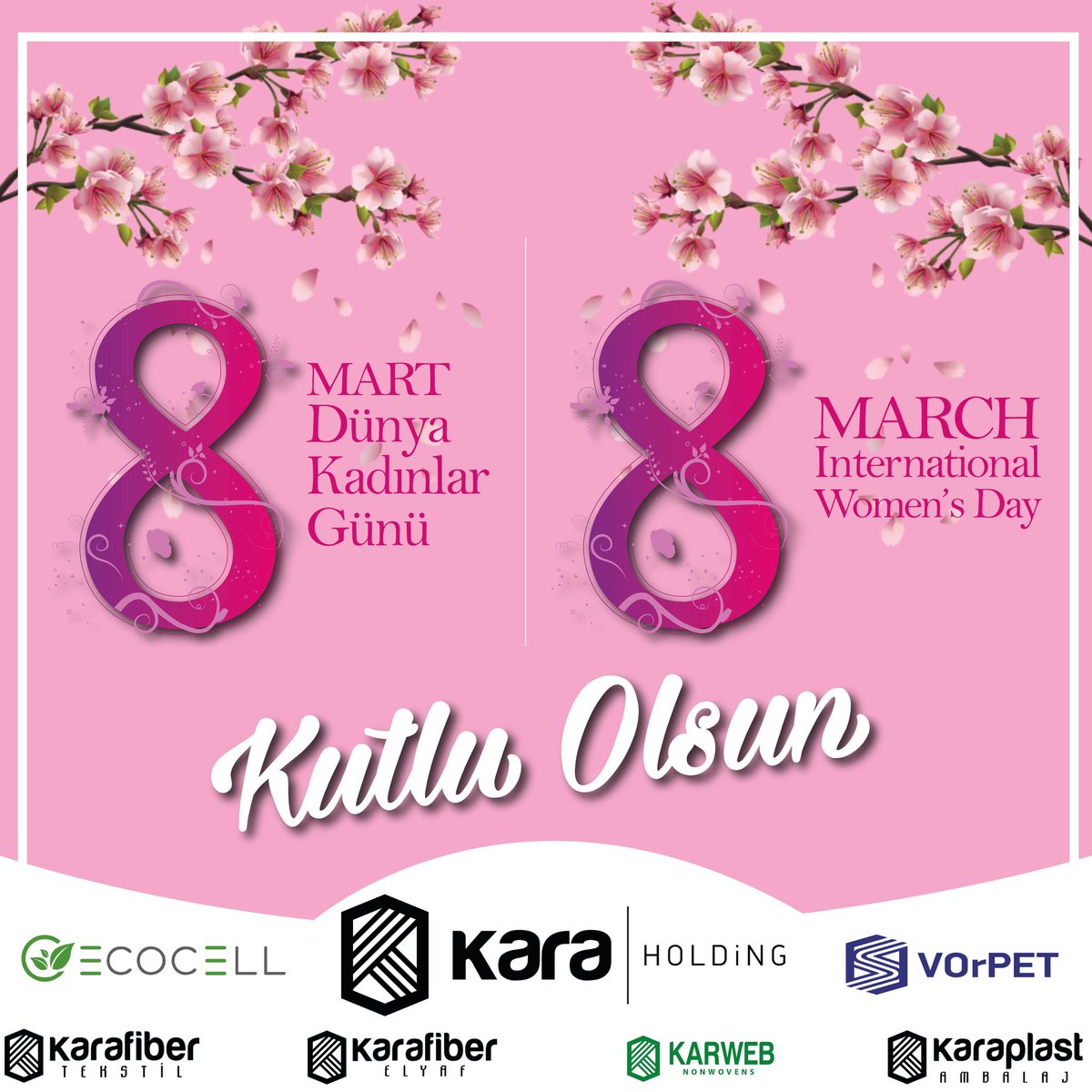 "Dünya yüzünde gördüğümüz her şey kadının eseridir." M. Kemal Atatürk

Başta şirketimiz için var gücüyle çalışan emekçi kadınlarımız olmak üzere tüm kadınlarımızın 8 Mart Dünya Kadınlar Günü kutlu olsun.