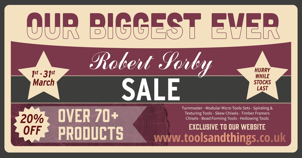 *SALE* We are offering 20% off on over 70+ Robert Sorby products in our online shop! You have until the end of March to take advantage of OUR BIGGEST EVER SALE - Don't miss out!
toolsandthings.co.uk
Robert Sorby #robertsorby #woodturners #woodturning  #toolsandthings