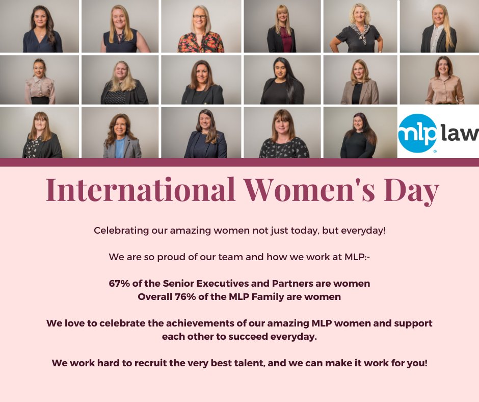 MLP_LAW's tweet photo. To celebrate International Women’s Day today, we would like to give a big shout out to all the phenomenal women at MLP, not just on women’s day but every day!
#teammlp #togetherwecan #breakthebias #IWD2022 https://t.co/Vs6D5ykDeb
