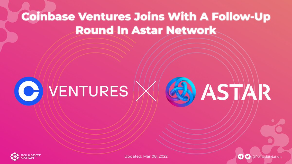PolkadotNation's tweet photo. 🎉🎉🎉@coinbase is happy to join with a follow-up round in @AstarNetwork 

#Astar now enters into the next exciting phase of growth with #investment round from #Coinbase Ventures

#Polkadot #nation #cryptonews #cryptonewsdaily #token https://t.co/kymSWDvpq0