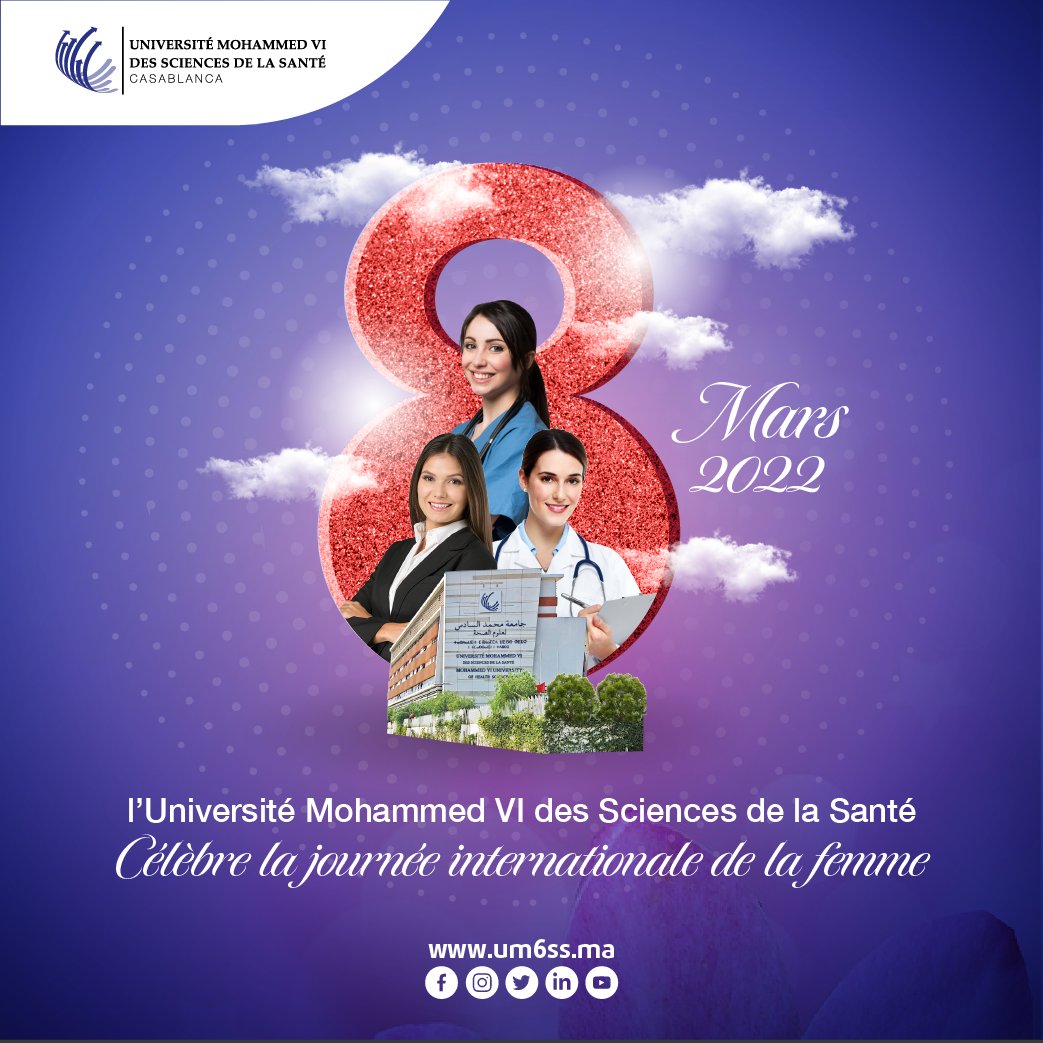 L'Université Mohammed VI des Sciences de la Santé célèbre la Journée Internationale de la Femme. 

#womensday2022 #OurWomenAreAwesome #womensday