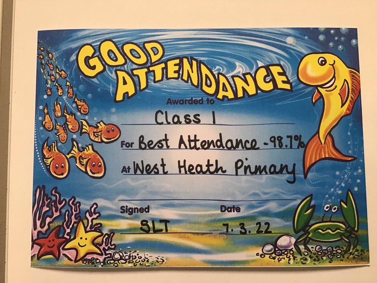 westheathprim's tweet photo. Class 1 were so pleased to win the best attendance award! We are trying for 100% this week! 😀🌟 #WHPSClass1 #WHPSEyfs https://t.co/2bX5TcmHUH