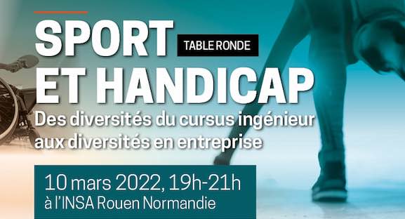 insarouen's tweet photo. J-2 // Table ronde - Des #diversités dans le cursus #ingénieur aux diversités en #entreprise.
#sport #handicap
Jeudi 10 mars 2022 à 19h.
Ouverte aux personnels et aux élèves de L'INSA Rouen Normandie
Inscription sur
https://t.co/KPNLWvfCGv
#ingenieure #INSARouen https://t.co/MhfF0VEeob
