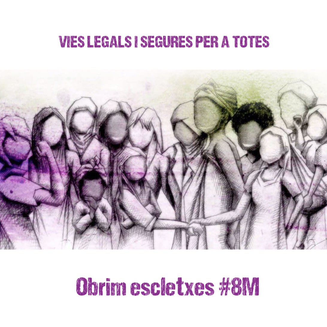 stopmaremortum's tweet photo. Per un 8M compartit amb les dones en trànsit, amb les dones treballadores en cures, en l'àmbit domèstic, amb les que trenquen fronteres i obren escletxes... 

Per una vaga feminista antiracista, decolonial i que sacsegi privilegis! #SenseFronteres 
#ObrimEscletxes8M https://t.co/S9mgvcIbpP
