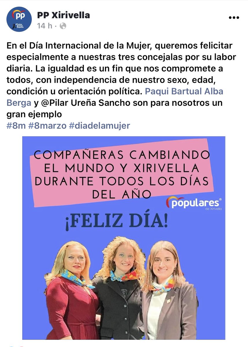 Gracias Paqui, Pilar y Alba x vuestro trabajo #8M2022 #8Marzo2022 <a href="/ppcv/">Partido Popular Comunitat Valenciana</a> <a href="/mjosecatala/">María José Catalá</a> @CarlosMazon40 @FeijooGalicia #xirivella
