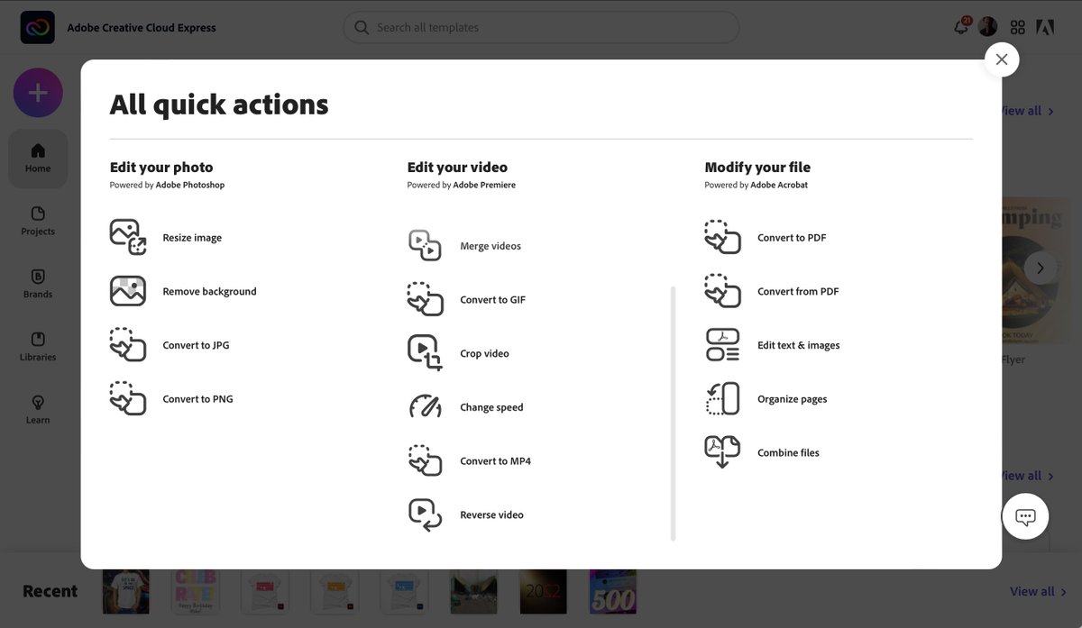 rufusd's tweet image. Have you tried the @AdobeCCExpress &quot;quick actions&quot;? They are time savers for beginners and professionals alike. I love &quot;Resize Image&quot; to quickly resize images optimized for social media. Which is yours?