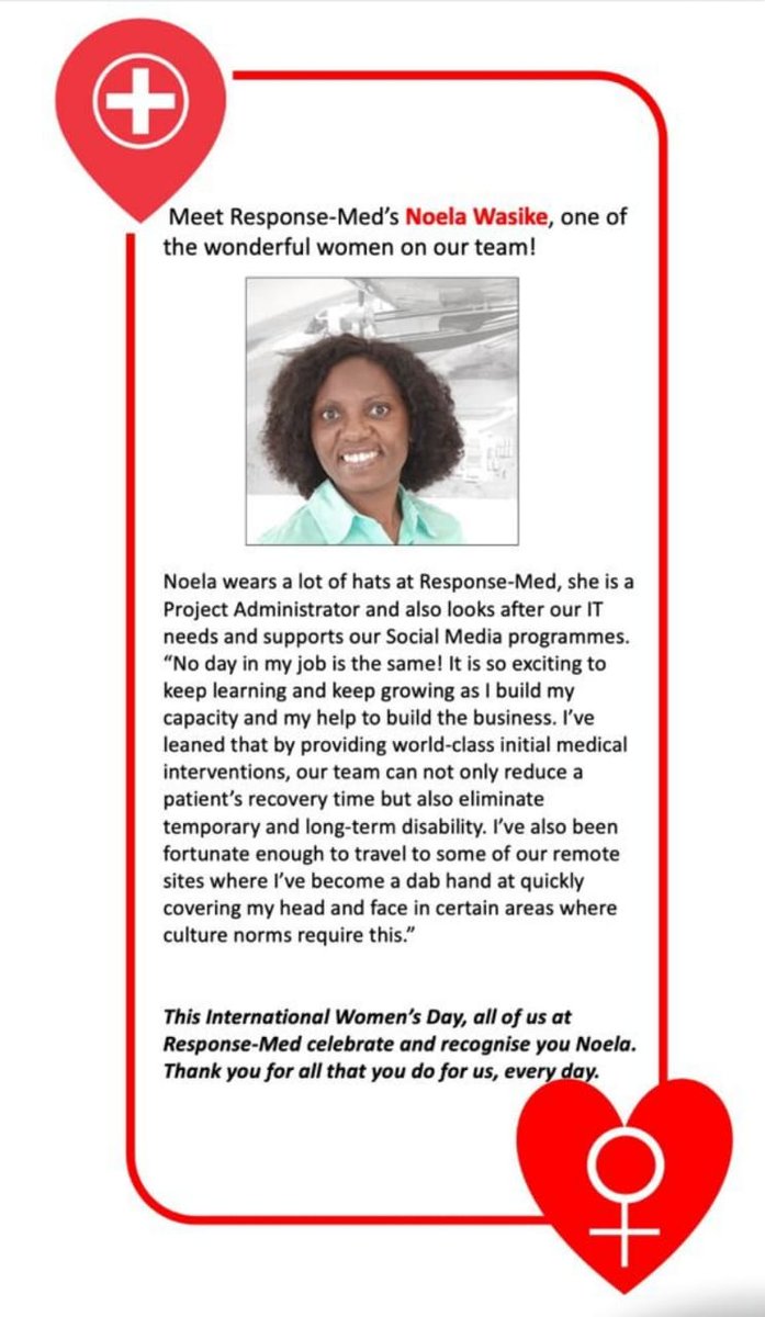 NoelaWasike's tweet photo. #InternationalWomensDay #ResponseMed #RemoteMedicalSupport https://t.co/Hx2WvgP8dn