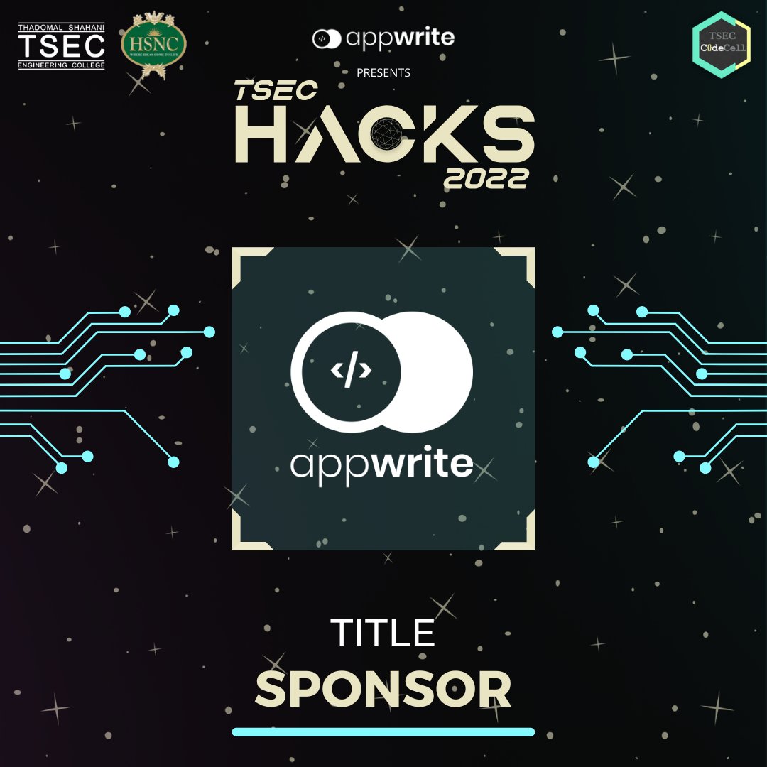 TSECCodeCell's tweet photo. ✨Presenting to you our sponsors for TSEC Hacks-2022 https://t.co/pOO68ajSLz