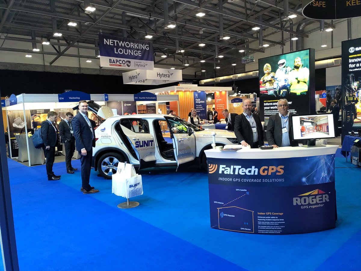 CriticalCommsFi's tweet photo. Our members @SunitOy and @RogerGNSS at @BAPCOEvent at stand E4 #bapco2022 - worth wisiting https://t.co/QSCFuL7WPb