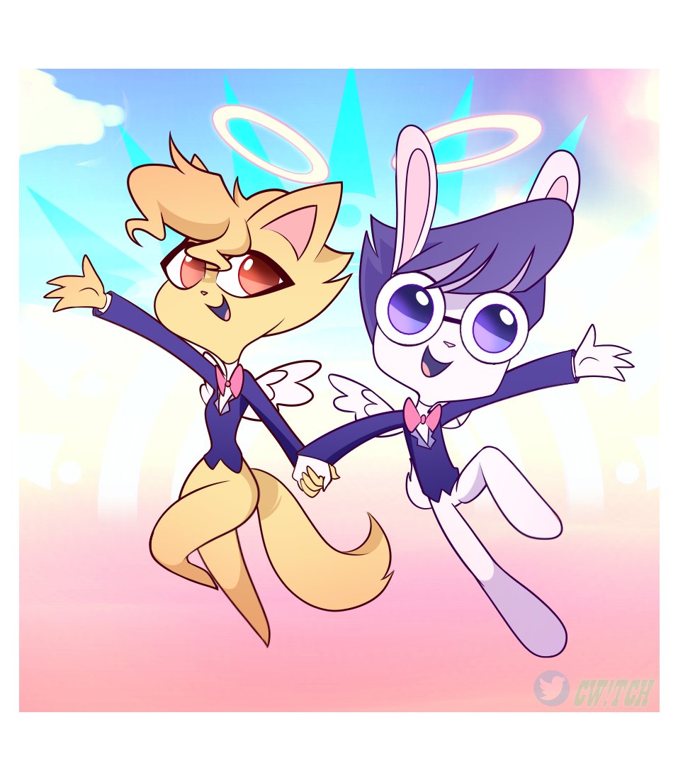 Caffe1neW1tch's tweet photo. REVERSED! Agent one and Agent two are the Cherubs! Oh boy this took longer than expected... #HelluvaBoss #ReversedAU #helluvabossagentone #helluvabossagenttwo https://t.co/vS1P5nm2ap