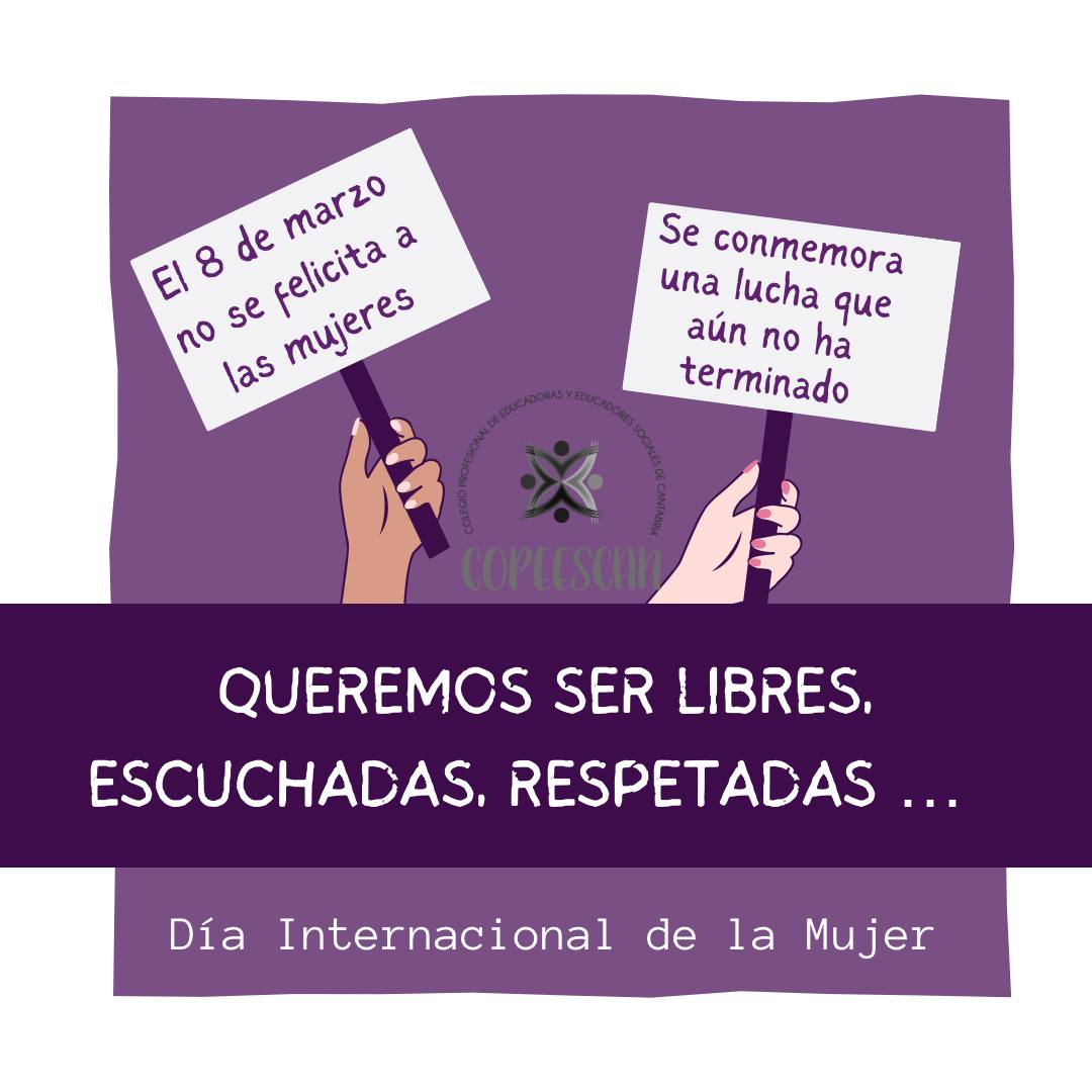 copeescan's tweet photo. Queremos ser:
LIBRES
ESCUCHADAS
RESPETADAS....
La lucha no ha terminado!
#8M #COPEESCAN #EdusoESFeminismo #LaEducaciónSocialEsNecesaria https://t.co/IOjRgAmzHS